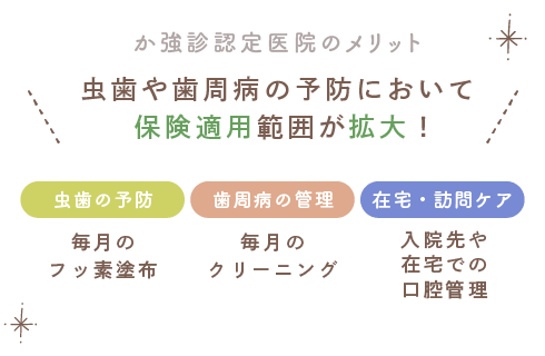 か強診認定医院のメリット：虫歯や歯周病の予防において保険適用範囲が拡大！